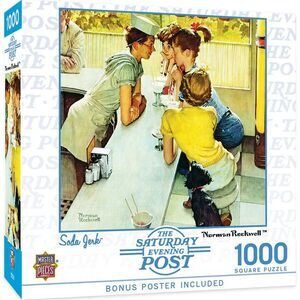 NEW MasterPieces Norman Rockwell 1000 Pc Jigsaw Puzzle Soda Jerk Saturday Post